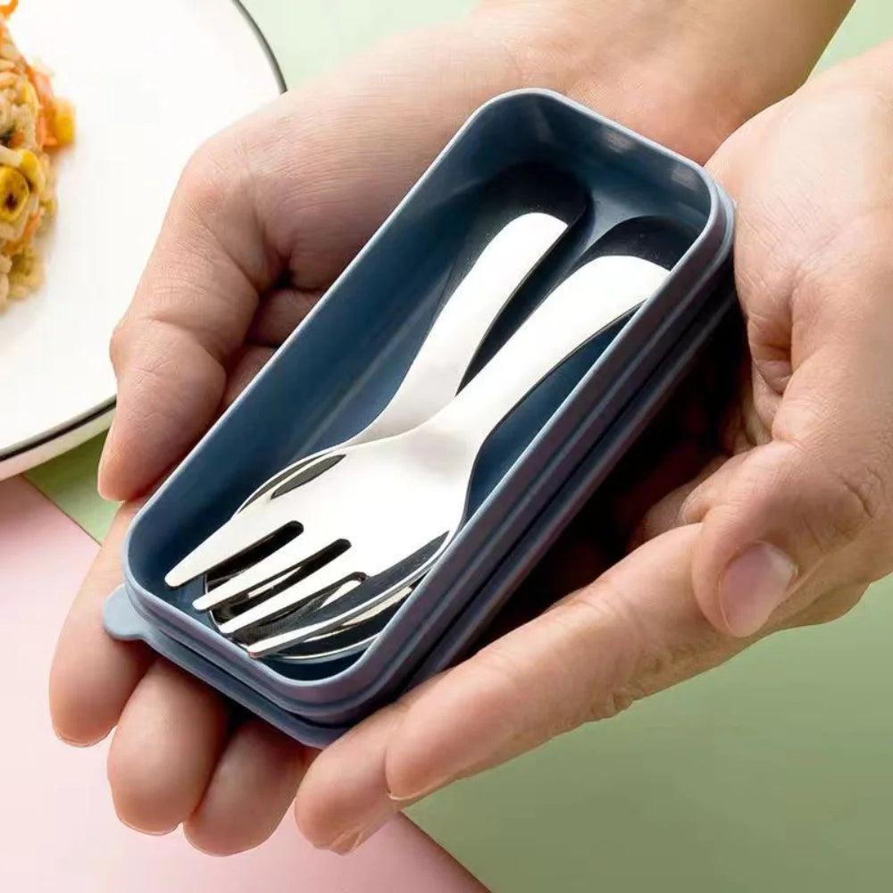 1 Set of mini outdoor portable spoon and fork tableware, cooking utensils, household dining spoons, dessert spoons, fruit forks