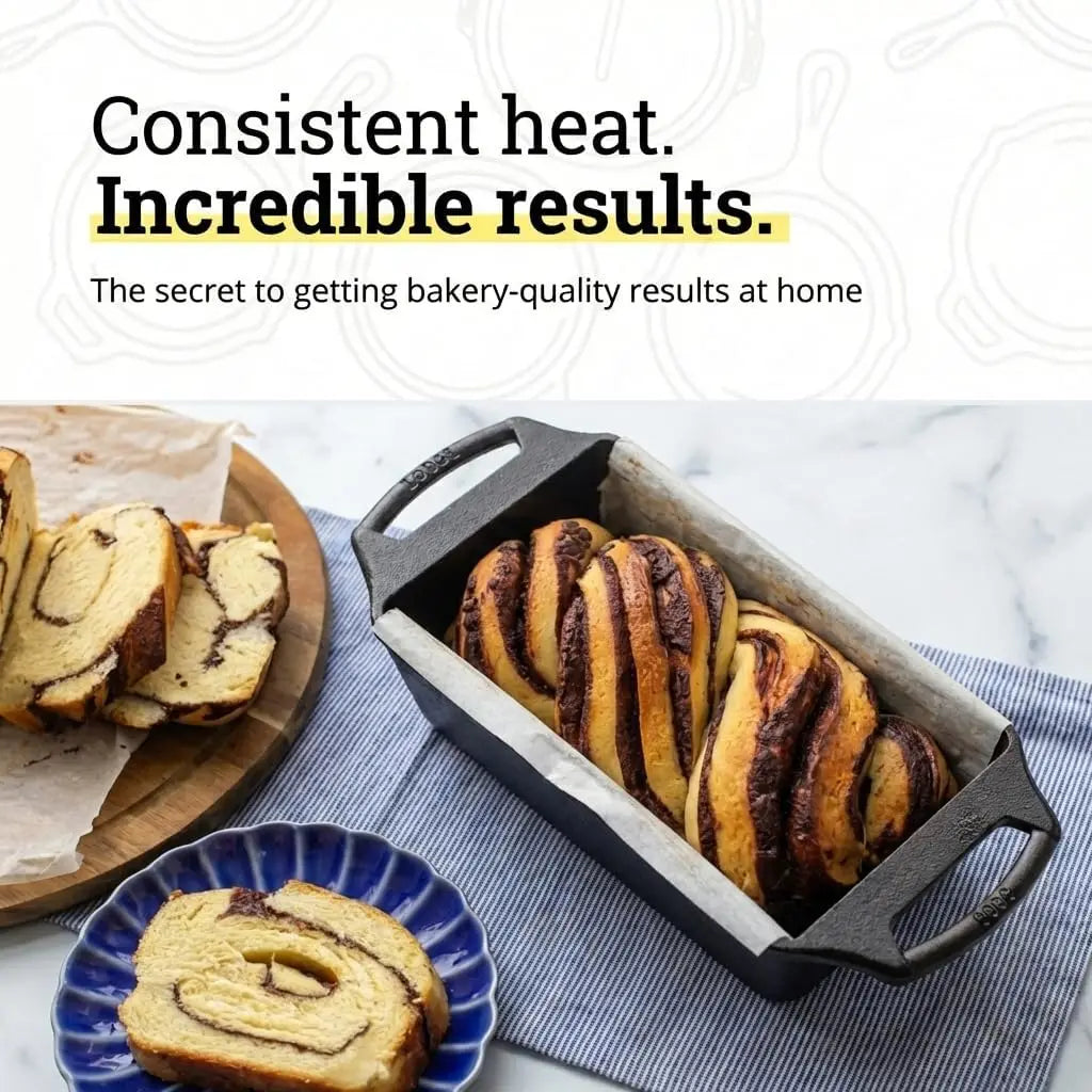 Lodge Seasoned Cast Iron Loaf Pan 8.5 Inches - Pre-Seasoned Rectangular Cast Iron Bakeware- Even Browning Bread Pan with Easy-Release Finish - PFAS-Free Non-Toxic Cookware