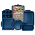 BAKKEN Kitchen Baking Pan Set - Nonstick Coating, Carbon Steel Bakeware Sets with Blue Silicone Handles, Baking Kitchen Essenti