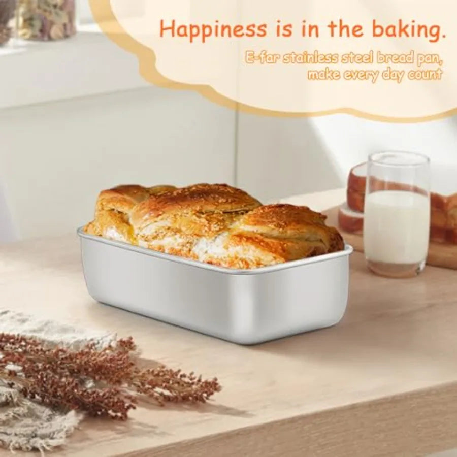 Pack Stainless Steel Loaf Pans 9x5 Inch Bread Bread Pans Metal Bakeware for Baking Bread Cake Meatloaf Brownies Healthy and Non