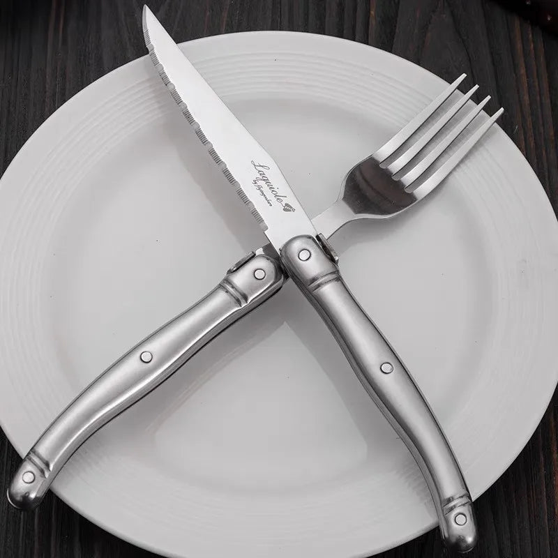 4-24pcs Laguiole Silverware Stainless Steel Dinner Knives Steak Forks Table Spoon Teaspoon Kitchen Tableware set Dishwasher Safe