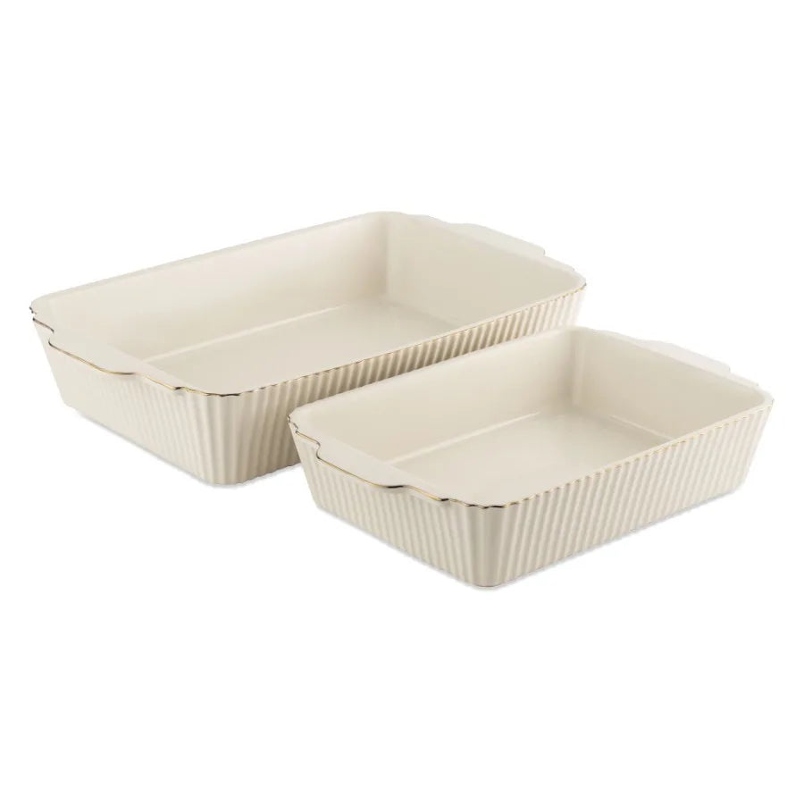4-Piece Casserole Dish Bakeware Set with Lids Includes 9x13 and 7x10 Baking Dishes Ideal for Oven-to-Table Serving and Meal Pre