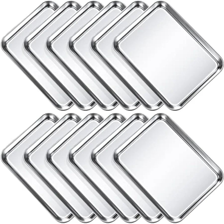 Pcs Baking Sheet Pan Set Stainless Steel Cookie Sheet Small Toaster Oven Pans Tray Barbecue Grill Pan Rectangle Trays Oven Free
