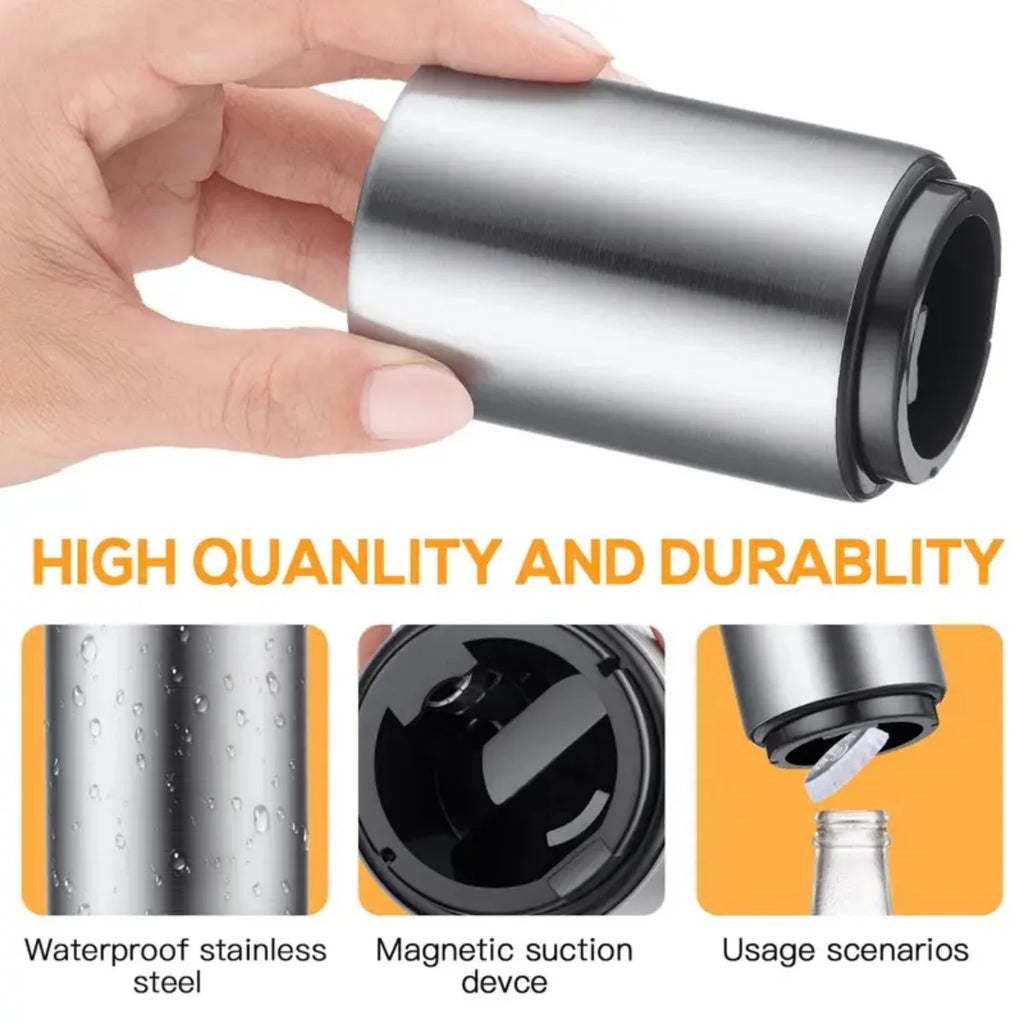 Automatic Beer Bottle Opener,Magnetic Stainless Steel Beverage Bottles Wine Openers Jar Opener Kitchen Gadgets Bar Supplies