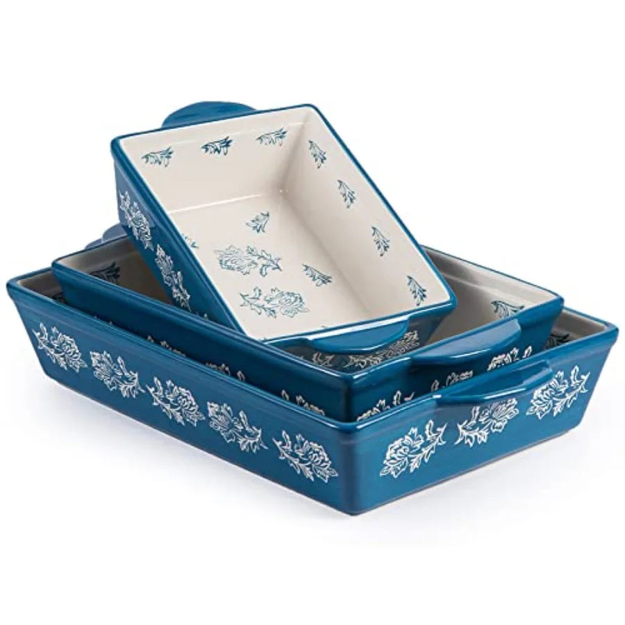 Baking Dish Ceramic Lasagna Pan Casserole Dish 3-Piece Bakeware Sets Baking Dishes Baking Set Baking Dish Set