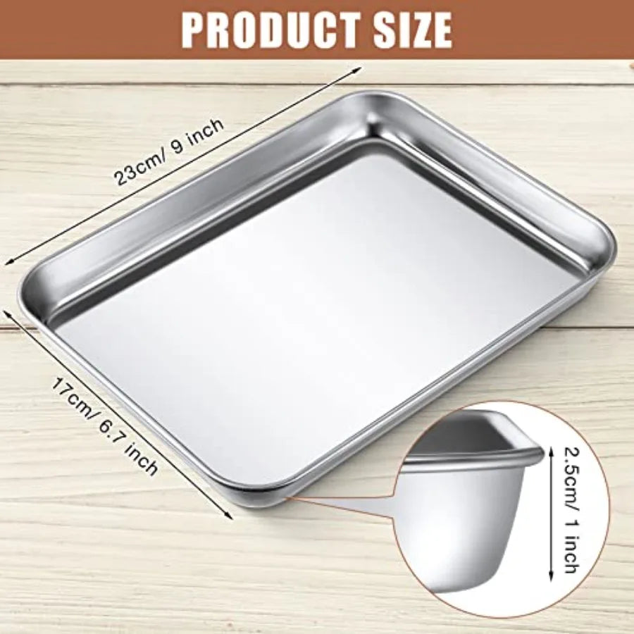 Pcs Baking Sheet Pan Set Stainless Steel Cookie Sheet Small Toaster Oven Pans Tray Barbecue Grill Pan Rectangle Trays Oven Free