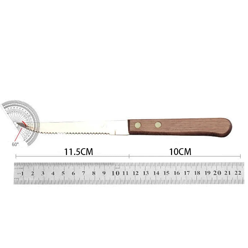 1-6 Pcs Stainless Steel Steak Knife Wooden Handle Dinner Sharp Steak Knife Knives Set Restaurant Table Knives Dinnerware Set