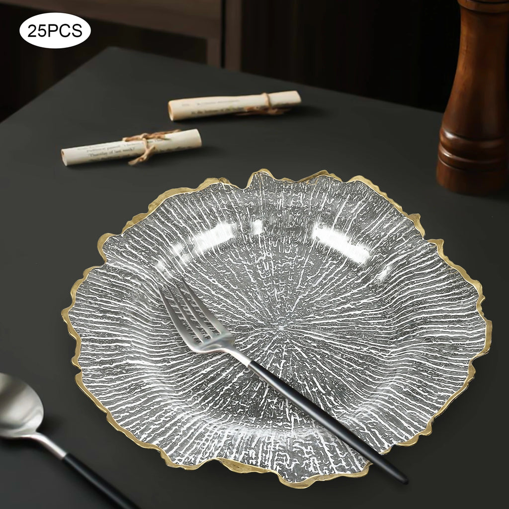 NEW 25 Pieces Clear Charger Plates, Table Charger Plates, Dinner Charger Plate for Banquets, Weddings, Bridal Showers