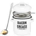 Bacon Grease Container with Strainer - Large 46OZ Red Kitchen Oil Storage Can, Food Saver Bin with Lid | Farmhouse Pot White