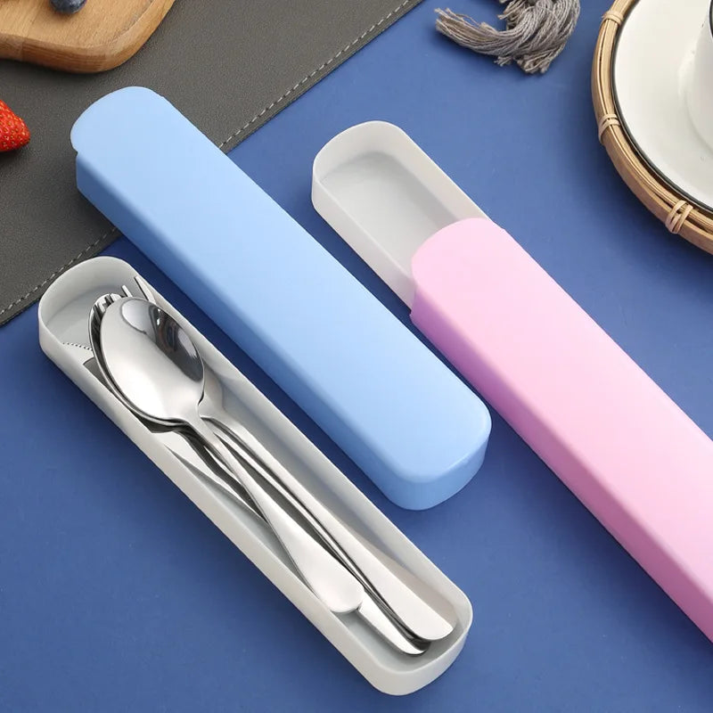 Portable Tableware Spoon Knife Fork Four-piece Set Household Student Tableware Set Fit Outdoor Tableware Cutlery Set