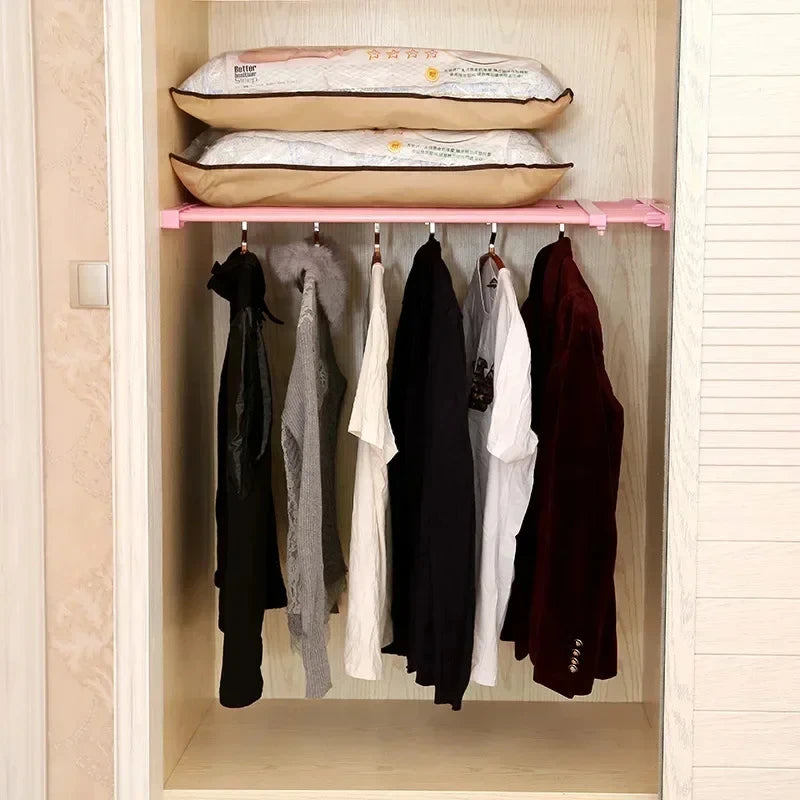 Adjustable Wardrobe Storage Shelf Space Saving Organizer for Kitchen Bathroom Wall Mounted Storage Rack Home Organizer
