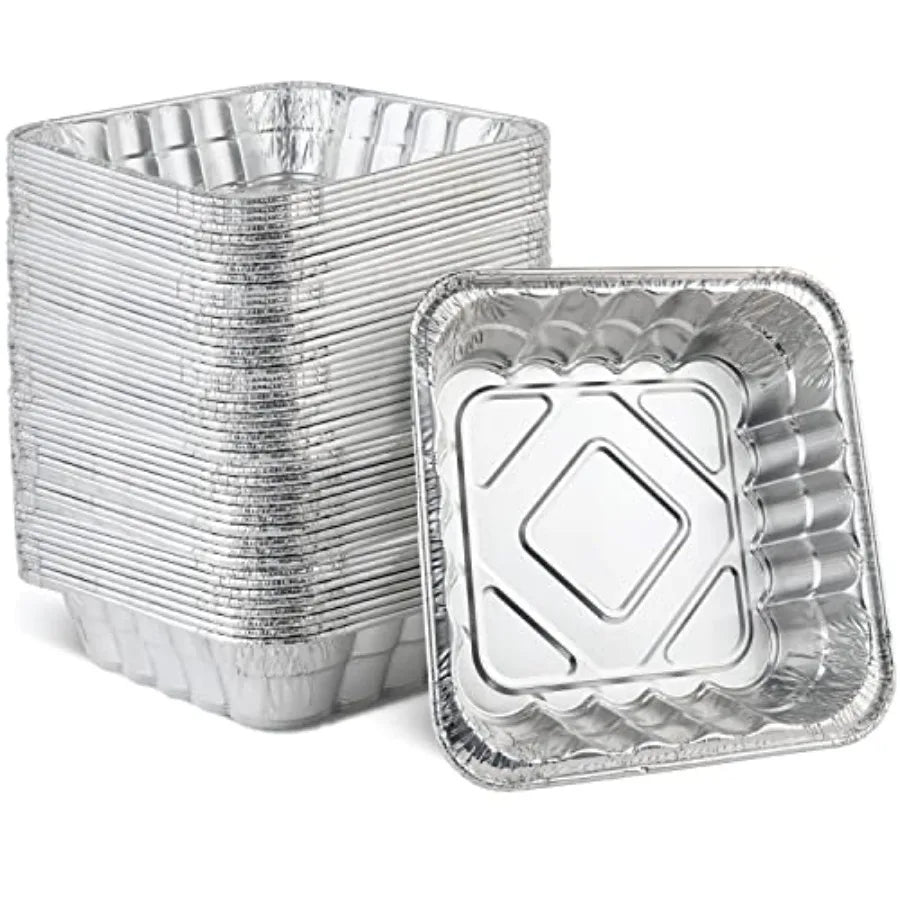 Disposable 10'' X 10'' X 3'' Inch Square Aluminum Tin Foil Baking Pans Bakeware - Cookware Perfect for Baking Cakes Breads Brow