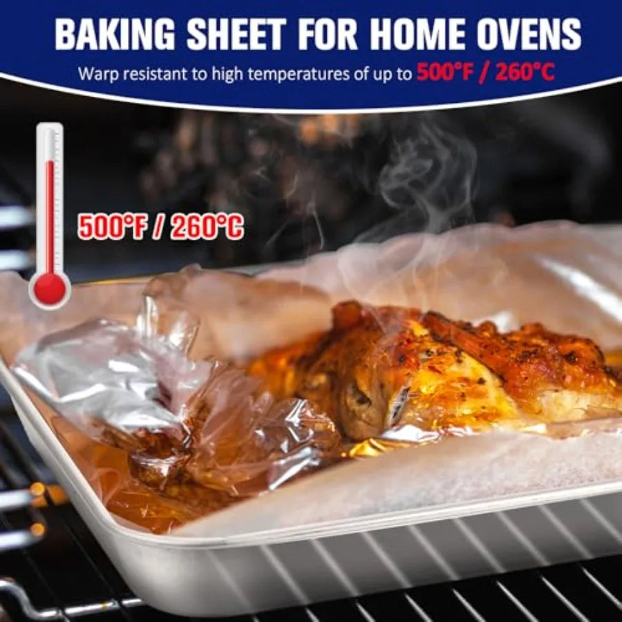 18 Pcs Baking Sheet Pan Set Cookie Sheet Large Toaster Oven Pans Stainless Steel Tray Barbecue Grill Pan Rectangle Trays Oven N