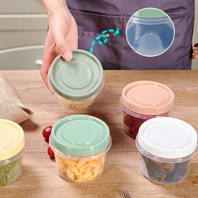 8 Pcs 500ml Round Food Fresh Keeping Box Kitchen Refrigerator Storage Container Fruits Snacks Sealed Jar Microwave Heating
