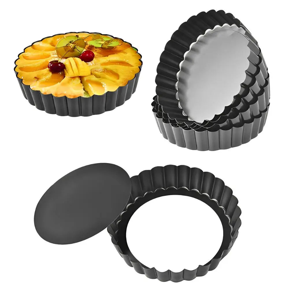 1pc 4/6/8/9 Inch Non-Stick Tart Pan Set with Removable Bottom, Carbon Steel Fluted Pie & Quiche Molds for Quiches, Mini Cakes, Pizzas & Pastries, Easy to Clean and Ideal for Home Baking YMY