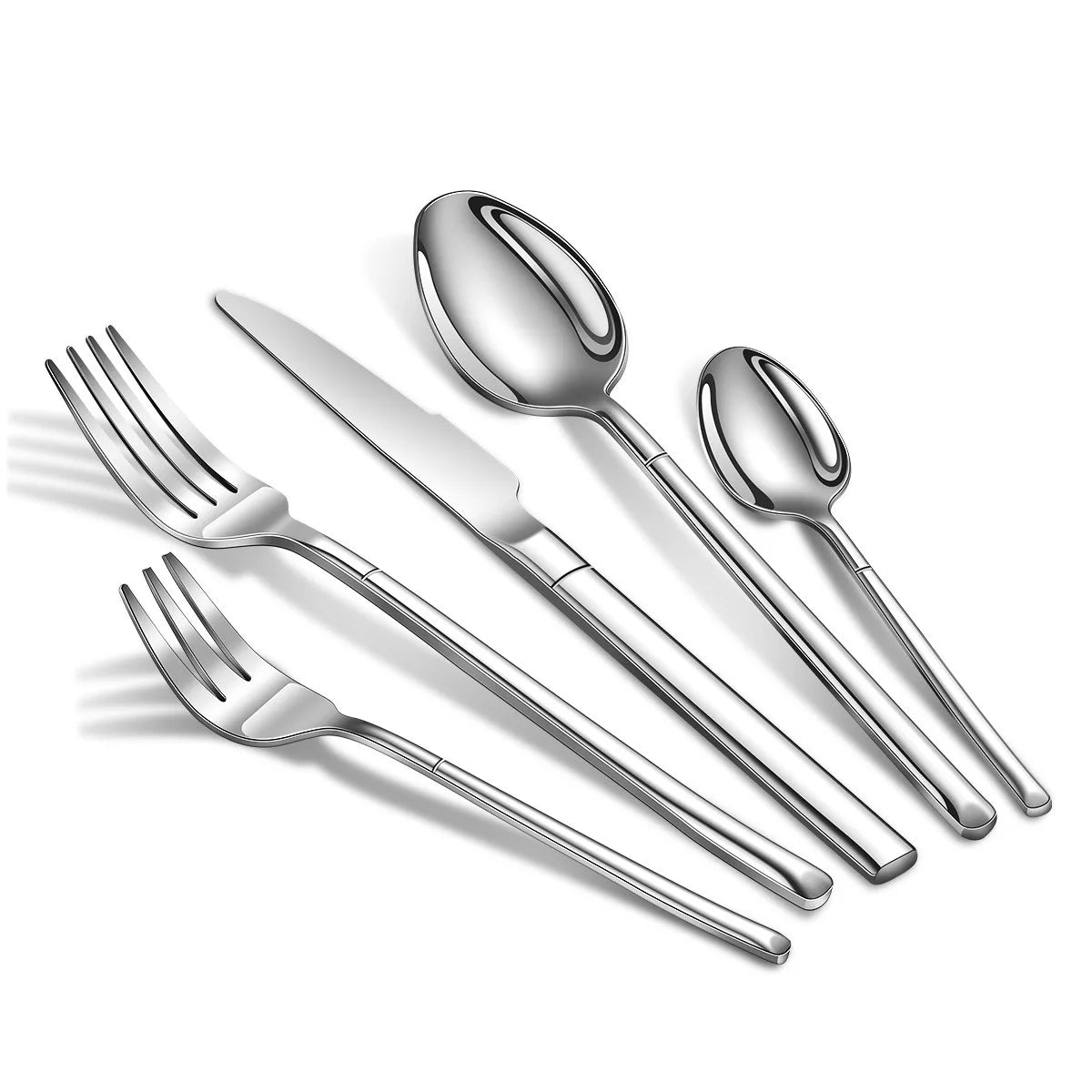 30Pcs Shiny Gold Cutlery Set 18/10 Stainless Steel Creativity Gift Flatware Set Round Hanldle Service For 6 Drop Shipping