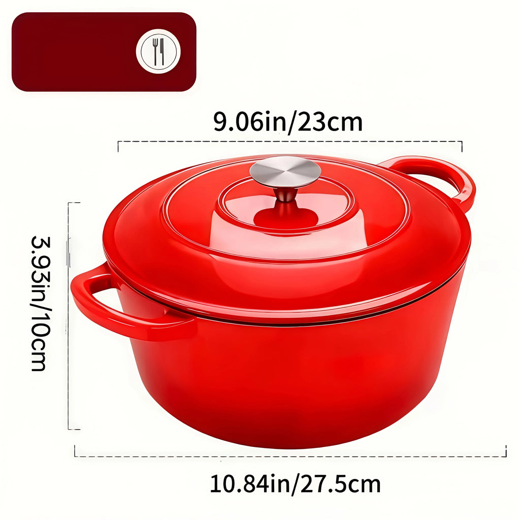 usCast Iron Dutch Oven Pot, Enameled Pot with a Lid, Ideal for Braising, Roasting, Baking, Soups, Stews - Home & Professional Kitchens, Heavy-Duty & Nonstick, Oven Safe Up to 500° F, Dual Handles, Works On All Stovetops-Enamel Potd