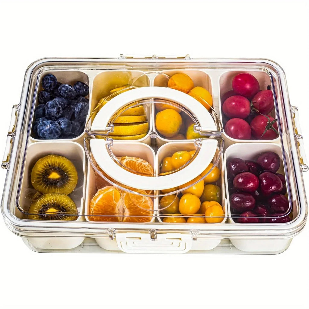 Divided Serving Tray with Handle, 8 Compartments Snack Box for Candy, Nuts, Cookies, Fruit, Party Favor, Wedding, Home Decor