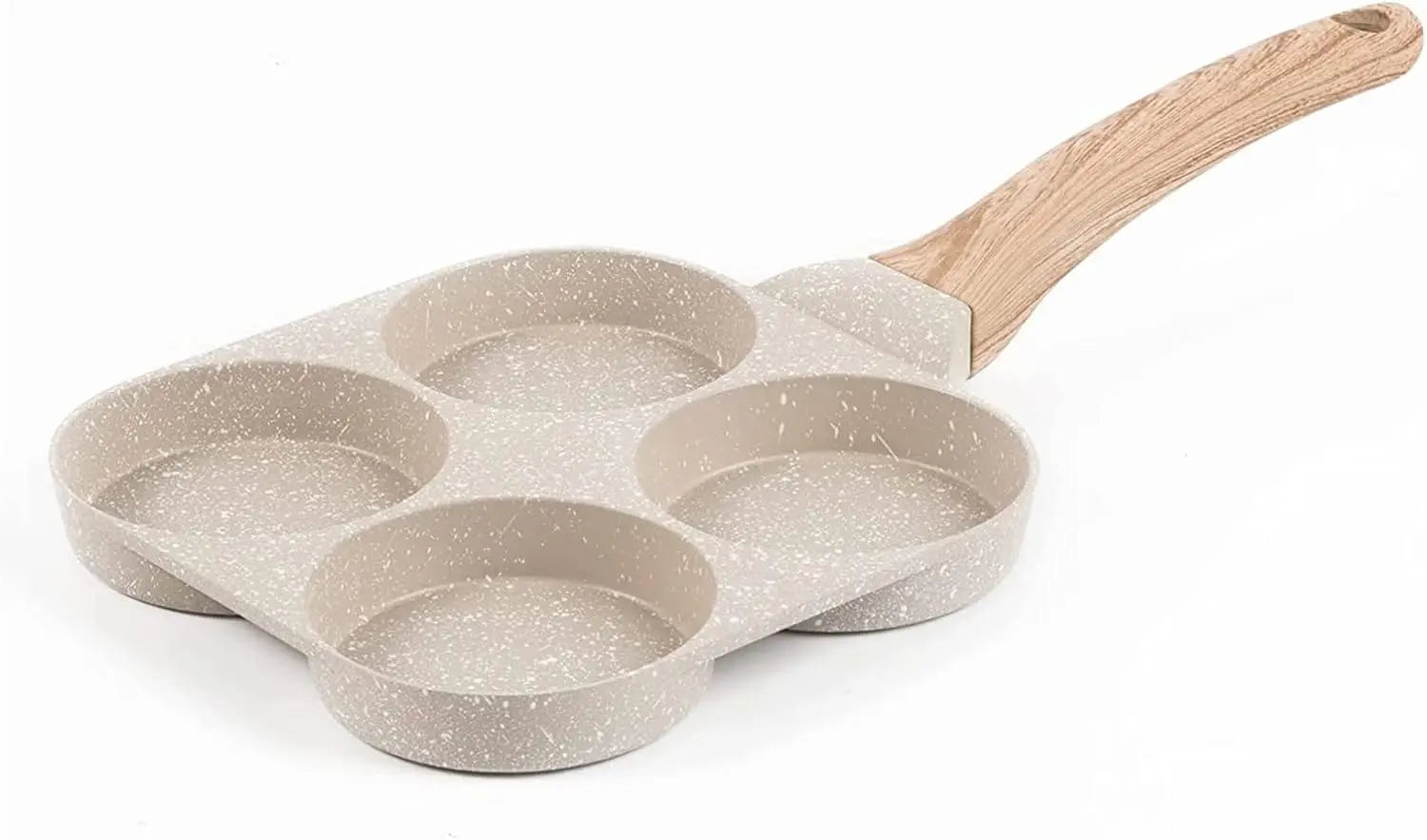 4-Cup Nonstick Fried Egg Pan, Medical Stone Divided Skillet for Breakfast, Compatible with Gas & Induction, 3-inch Eggs, White