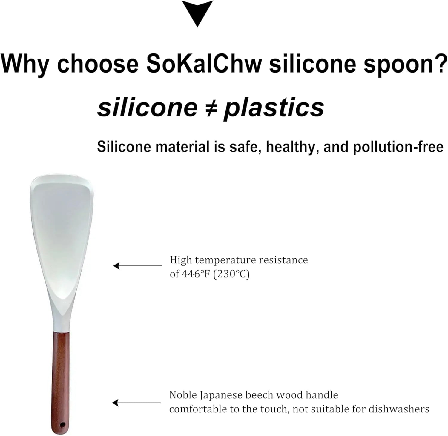 Kitchen Silicone Spatula – White Non-Slip Head + Natural Wood Handle | Anti-Scald, Ergonomic & Easy to Grip for Stir-Frying & Mixing