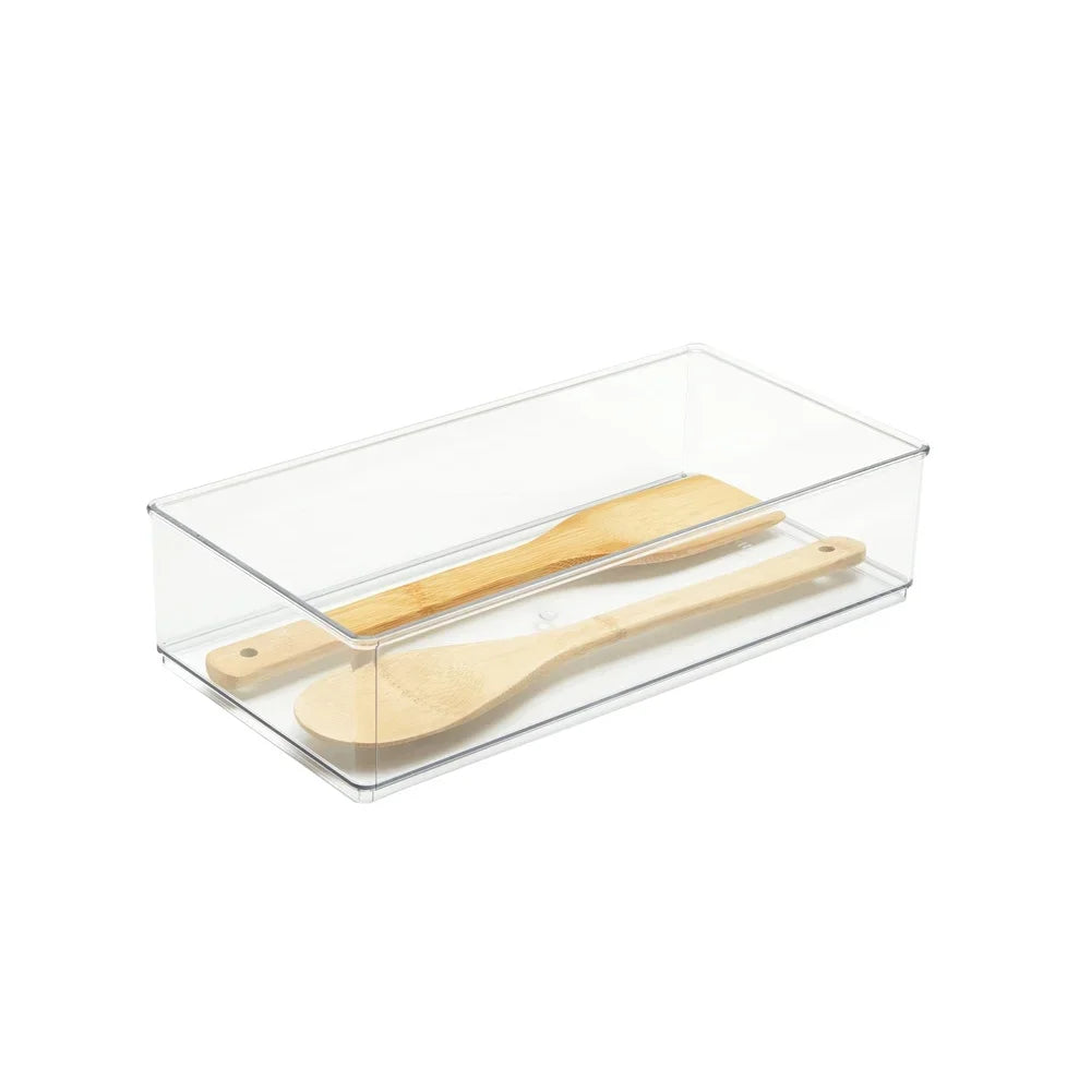 4 Pack Wide XL Drawer Organizer Clear Cabinet Insert Storage Solutions Kitchen Bathroom Pantry Decluttering Easy Visibility