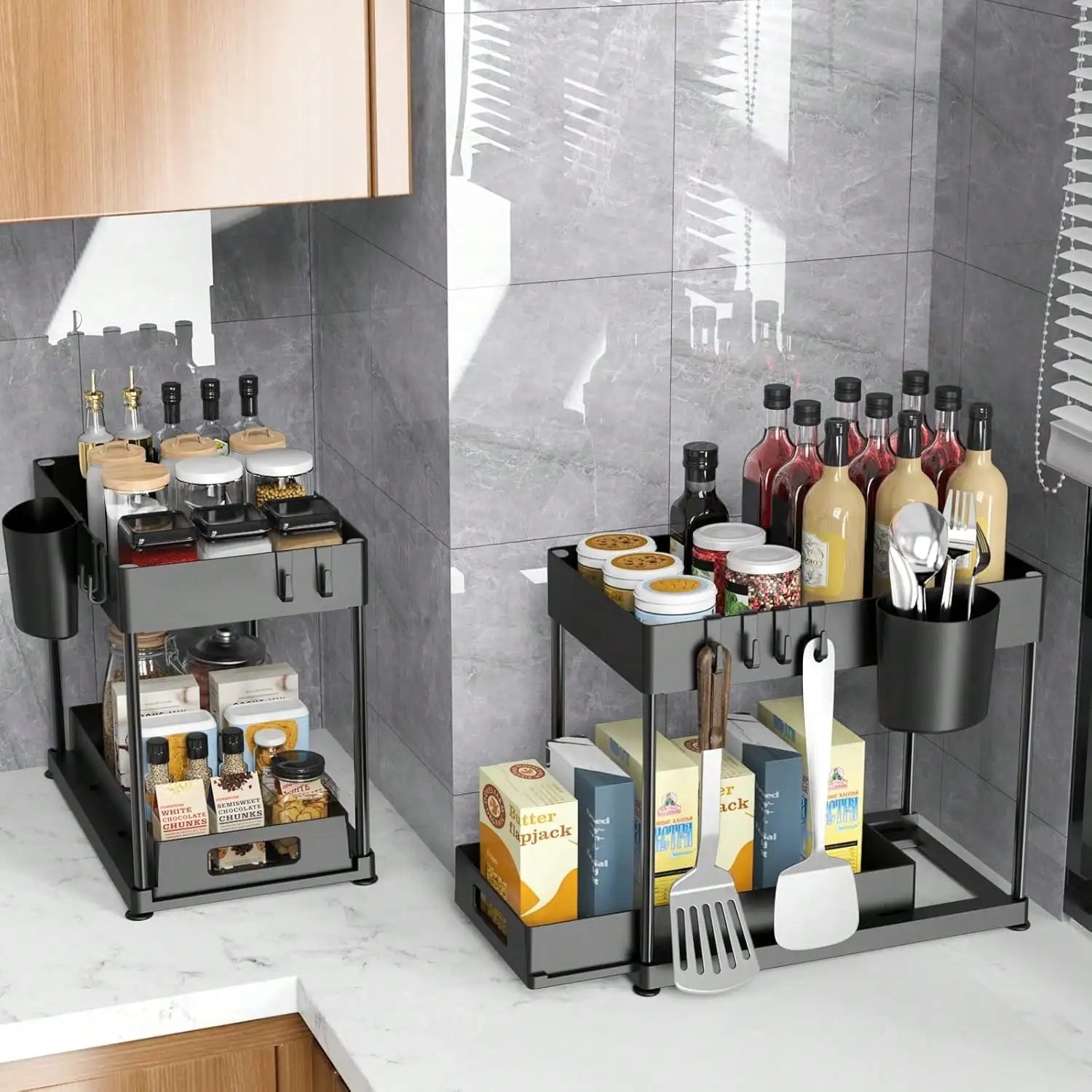 1/2PCS Under Sink Organizers And Storage, Large Capacity Heavy Load Pull-Out Under Sink Shelves With Sliding Drawer For Kitchen And Bathroom,Halloween Gifts