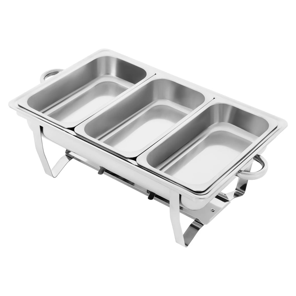3 Pan Food Warmer, Stainless Steel Chafing Dish Buffet Set, Rectangular Catering Warmer, with Lid for Restaurants Buffets Hotels