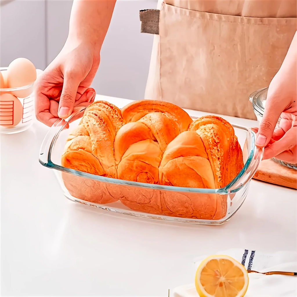 Large 1800ml Glass Loaf Pan Set 2pcs with Lid Oven Safe Baking Dish Ideal for Cakes Toast Meal Prep Christmas Gift