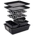 8-Piece Stackable Bakeware Set - Carbon Steel Non-Stick Baking Pan Set, Sheet, Muffin, Round, Loaf, Square Cake and Deep Pans,