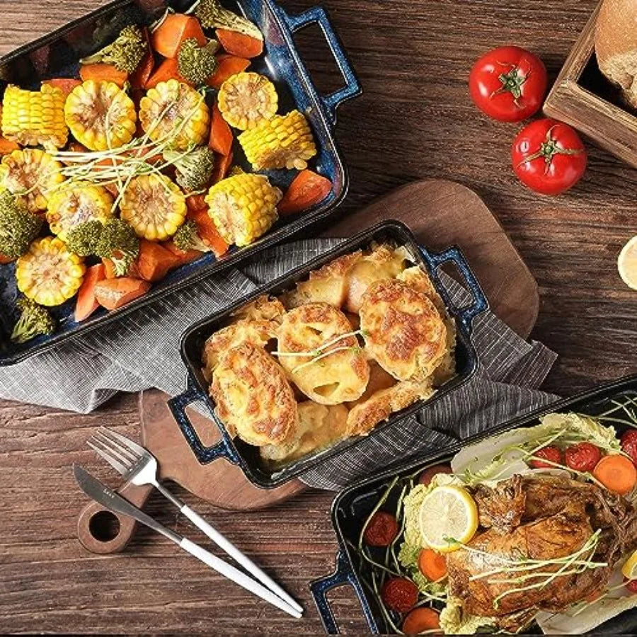 Ceramic Bakeware Set, Porcelain Rectangular Lasagna Pans Casserole Dish Set for Baking, Cooking, Kitchen, Cake Dinner, Banquet