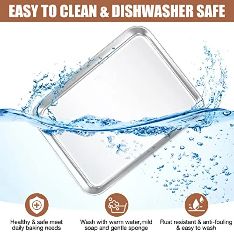 Pcs Baking Sheet Pan Set Stainless Steel Cookie Sheet Small Toaster Oven Pans Tray Barbecue Grill Pan Rectangle Trays Oven Free