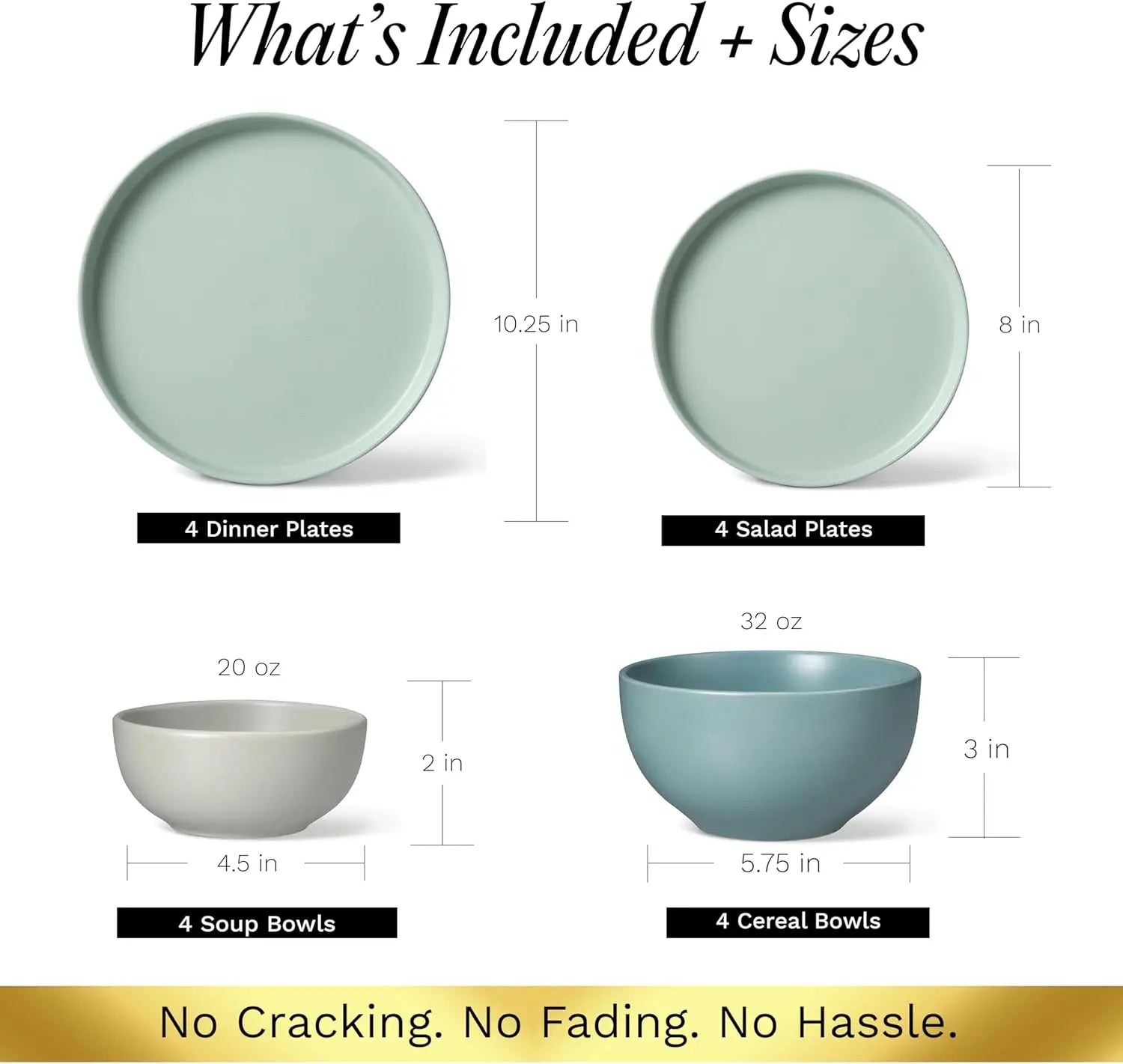 16-Piece Stoneware Dinnerware Set for 4, Satin Glazed Plates and Bowls Sets with Matte Finish, Ceramic Dish Set, Durable