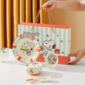 Kawaii Cartoon Anime Snoopy Ceramic Tableware Set Fruit Plate Rice Bowl Seasoning Dish Table Spoon and Chopsticks Birthday gift