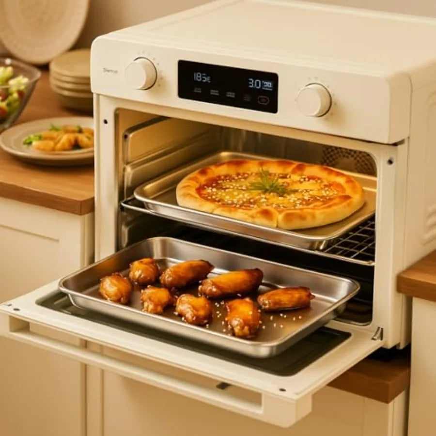 Pcs Baking Sheet Pan Set Stainless Steel Cookie Sheet Small Toaster Oven Pans Tray Barbecue Grill Pan Rectangle Trays Oven Free