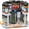 Kitchen Spice Rack White 2-Tier 360° Rotating Adjustable Height Lazy Susan Cabinet Organizer
