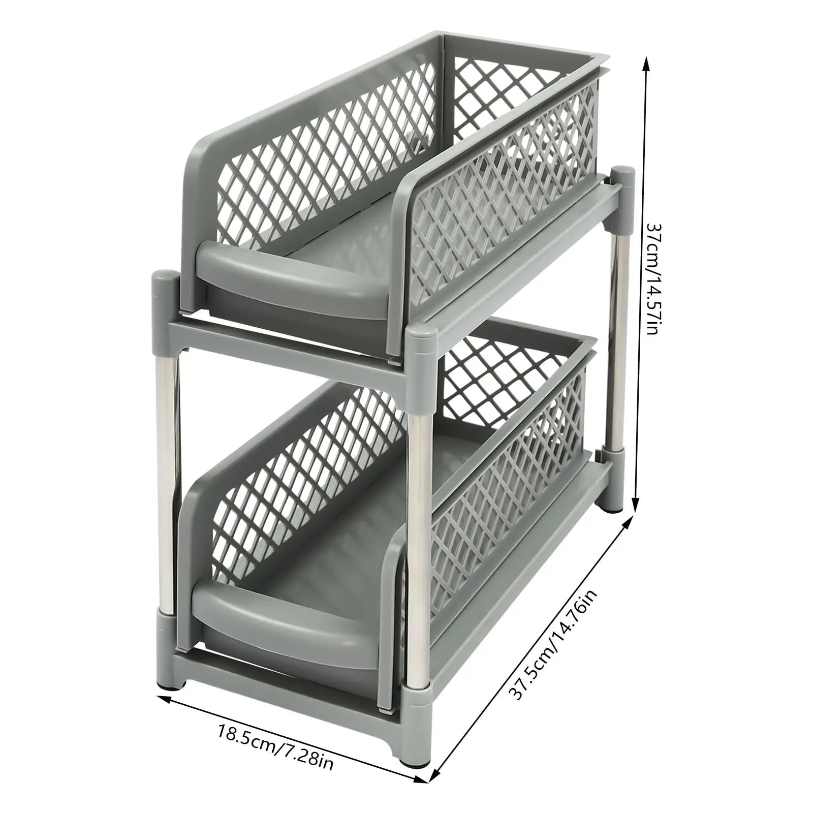 Yiyibyus 2-Tier Pull Out Cabinet Organizer,Under Sink Organizer,Pull-Out Organizer, Kitchen Cabinet Drawer (Grey.2-Tier)