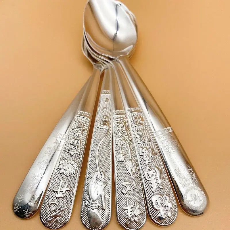 2026 new S999 pure silver 99.9% spoon, edible silver household tableware, solid soup spoon handmade, home gift giving