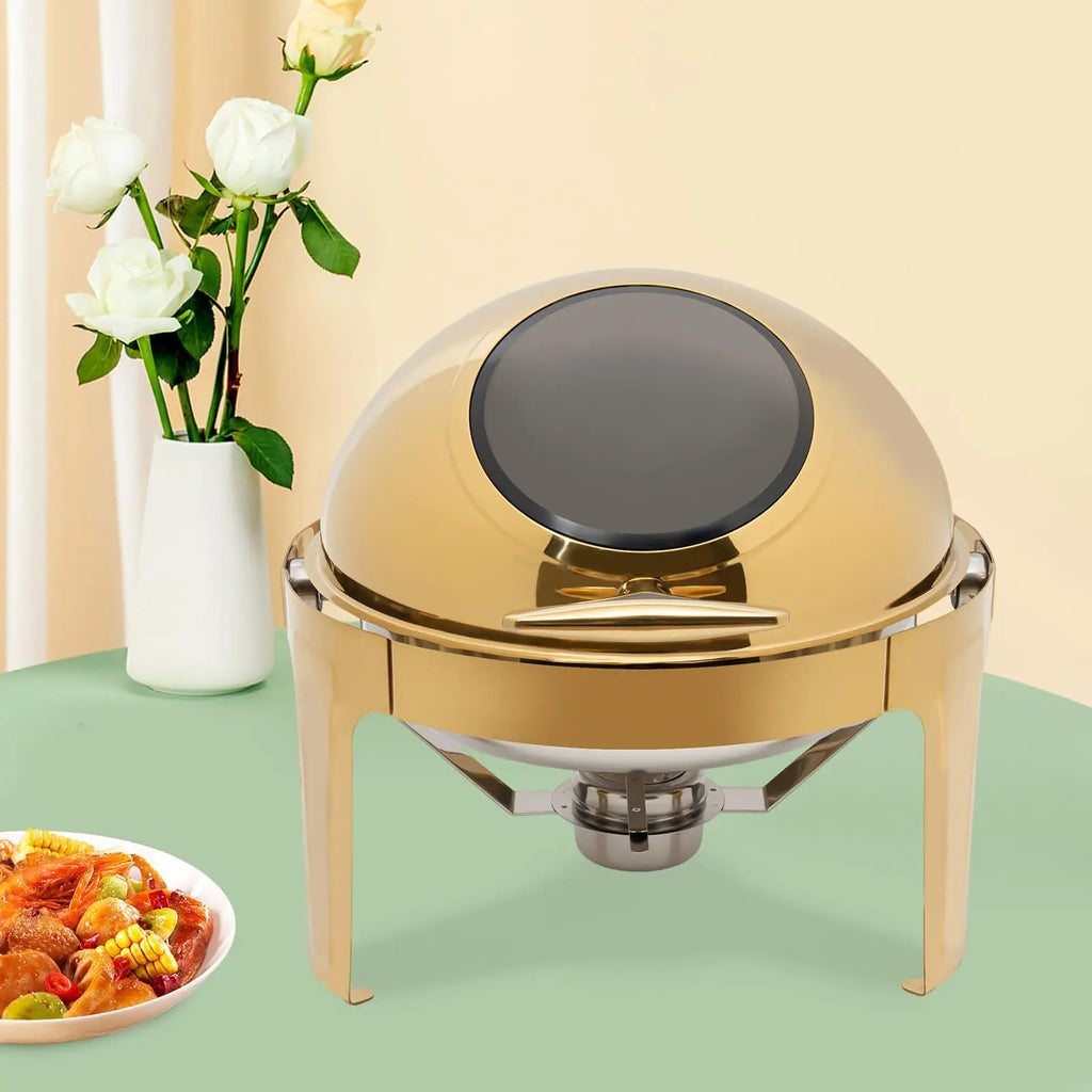 Round Chafing Dish Buffet Set,Roll Top Stainless Steel Buffet Warmer, Chafing Dishes for Buffet, Food Warmers for Parties,Cateri